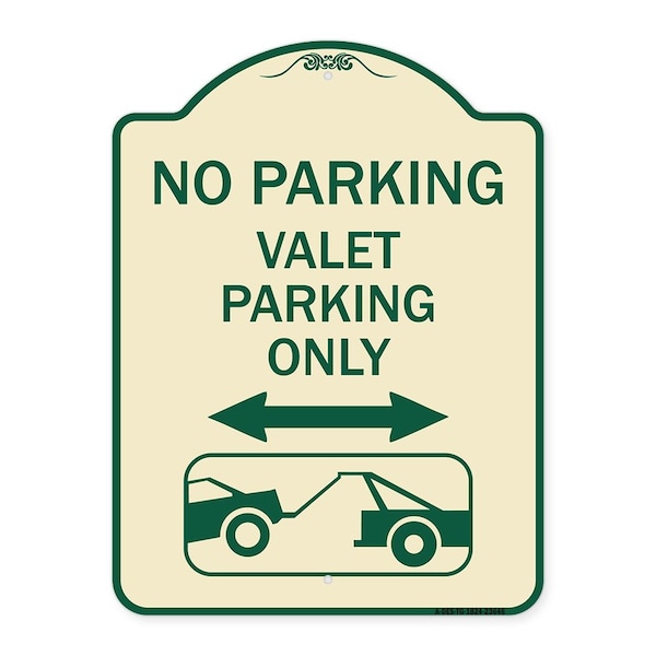 No Parking Valet Parking Only Heavy-Gauge Aluminum Architectural Sign, 24" x 18", TG-1824-23646
